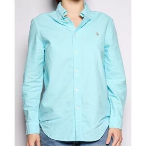 00’s Ralph Lauren Teal Logo Oxford Button Down, Size M